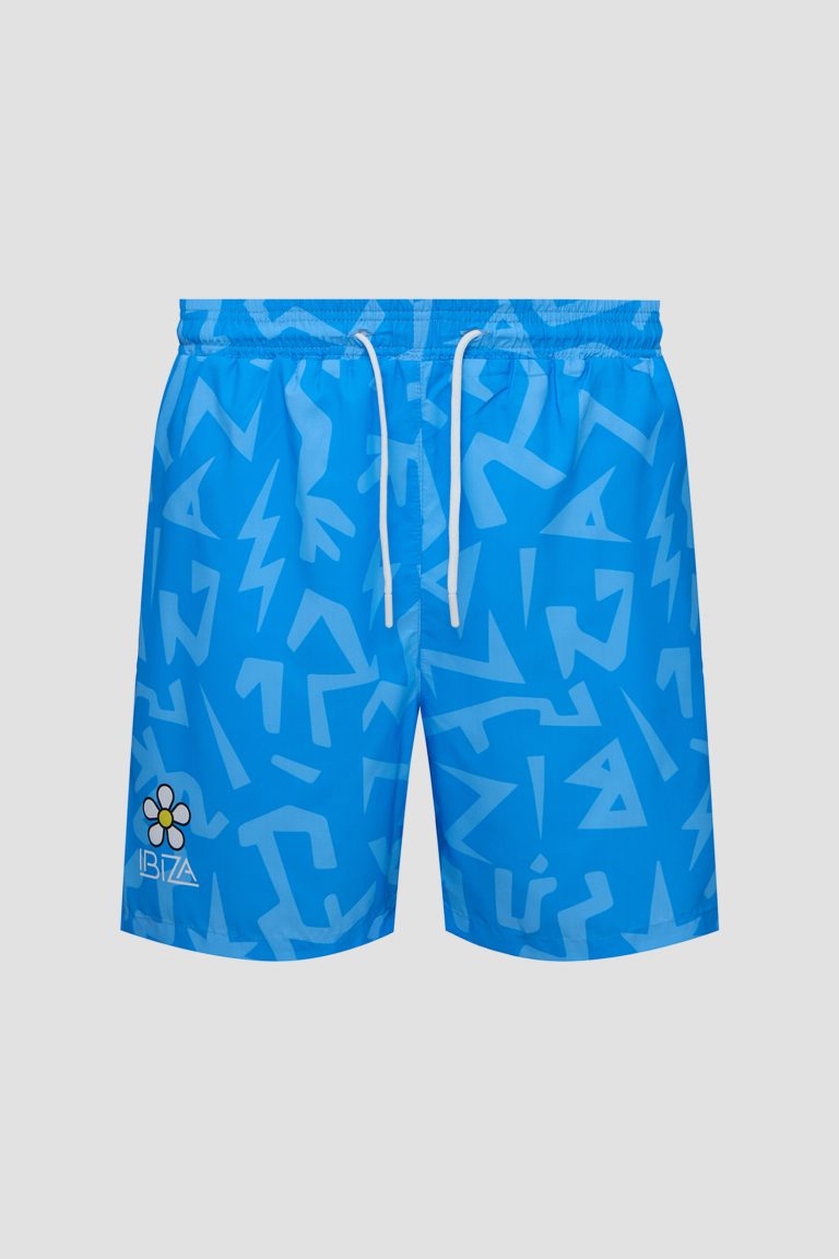 Men's blue patterned swim shorts