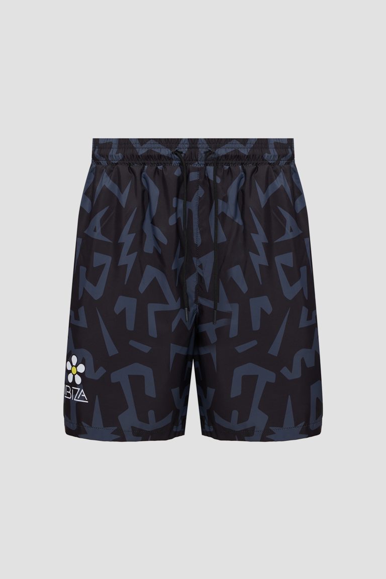 Men's black patterned swim shorts